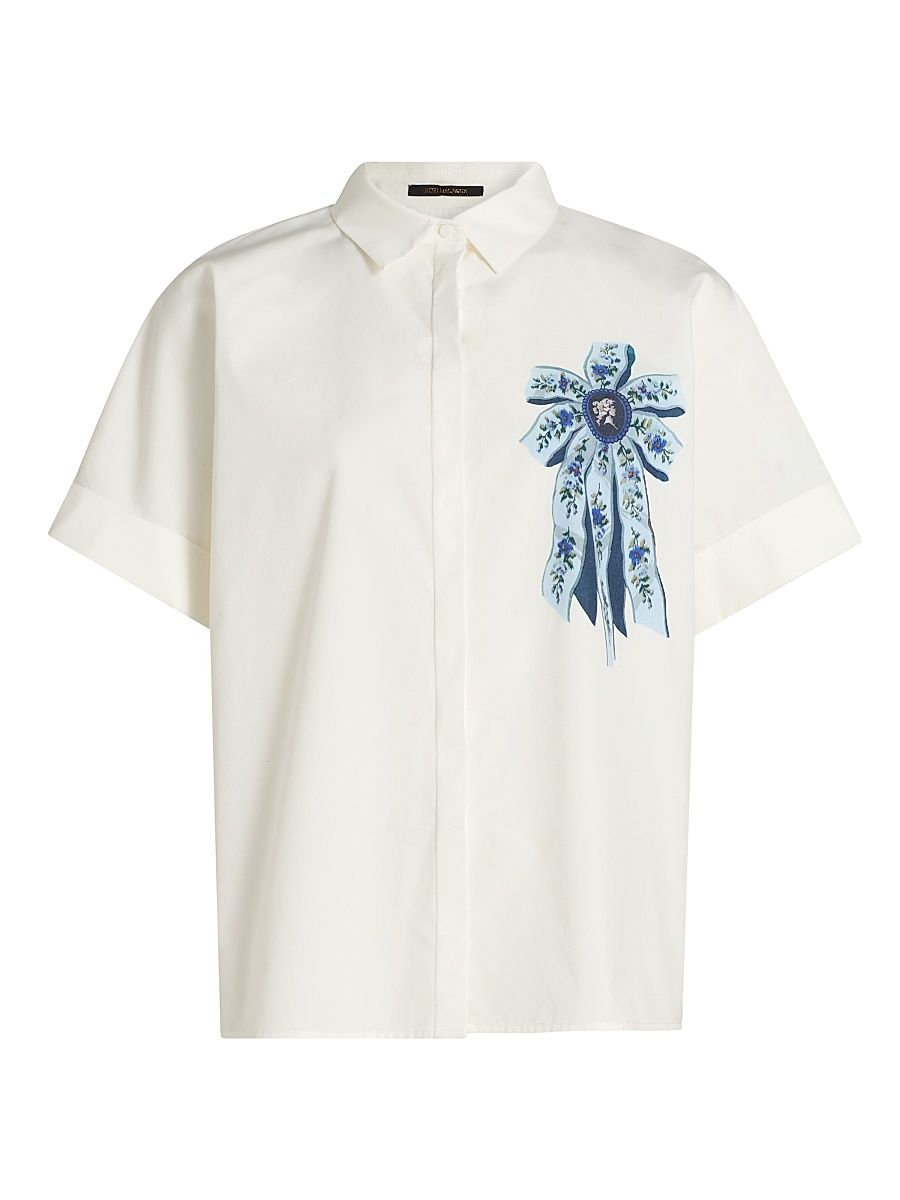 Women's Bonnie Short-Sleeve Blouse - White Multi - Size XL