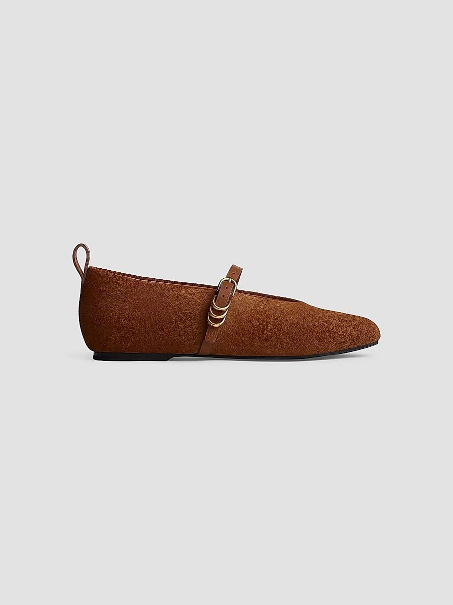 rag & bone Women's Spire Suede Mary Jane Flats - Beige - Size 7.5