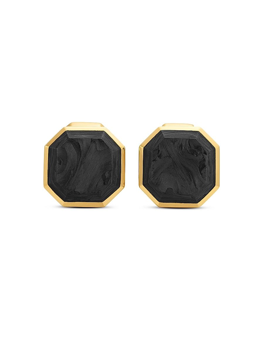 Men's Forged Carbon Cufflinks in 18K Yellow Gold, 15.5MM - Forged Carbon