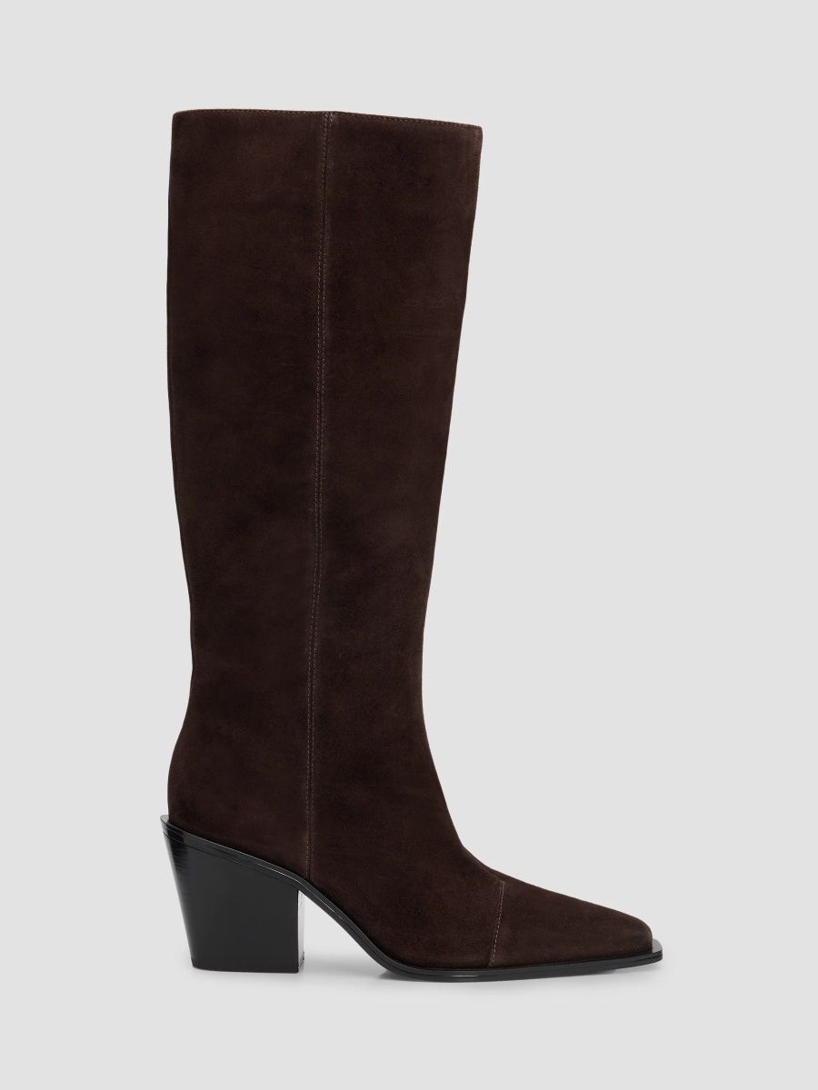 rag & bone Women's Newbury 75MM Suede Knee-High Boots - Dark Chocolate Suede - Size 6