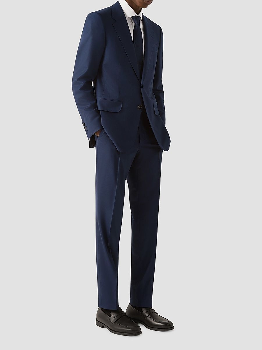 Men's Trofeo 120mila Wool Suit - Navy Blue - Size 48