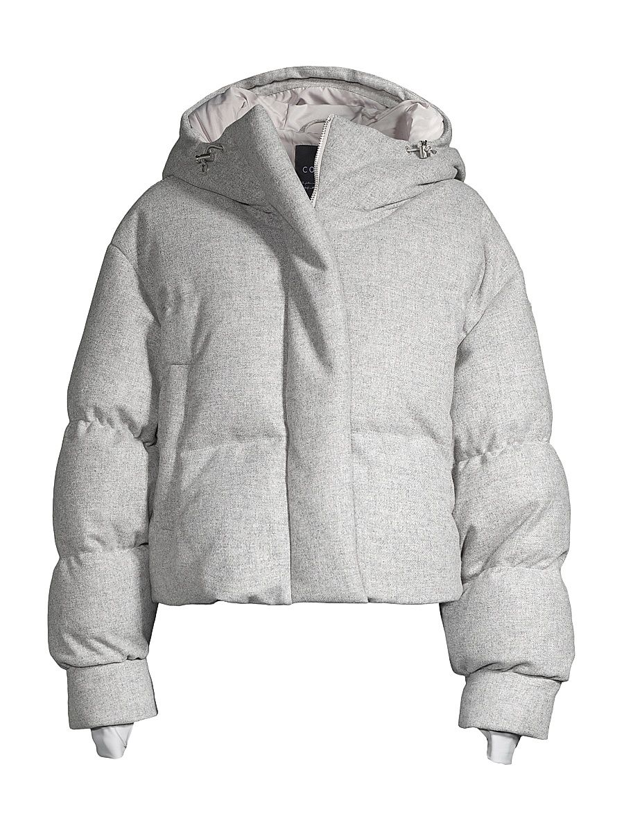 Women's Aomori Shell Puffer Down Crop Ski Jacket - Grey Melange - Size Medium