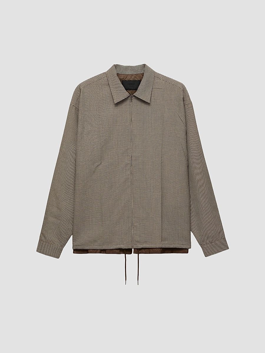 Men's Wool Shirt - Beige Khaki - Size Medium