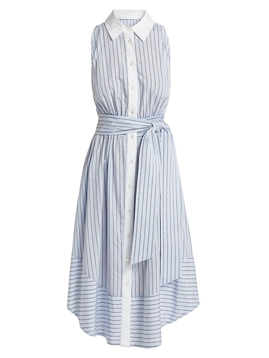 Women's Juniper Striped Button-Front Midi-Dress - Blue Stripe - Size Large
