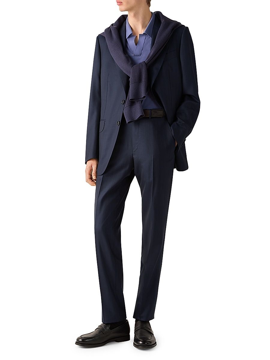 Men's Centoventimila Wool Suit - Navy Blue - Size 48