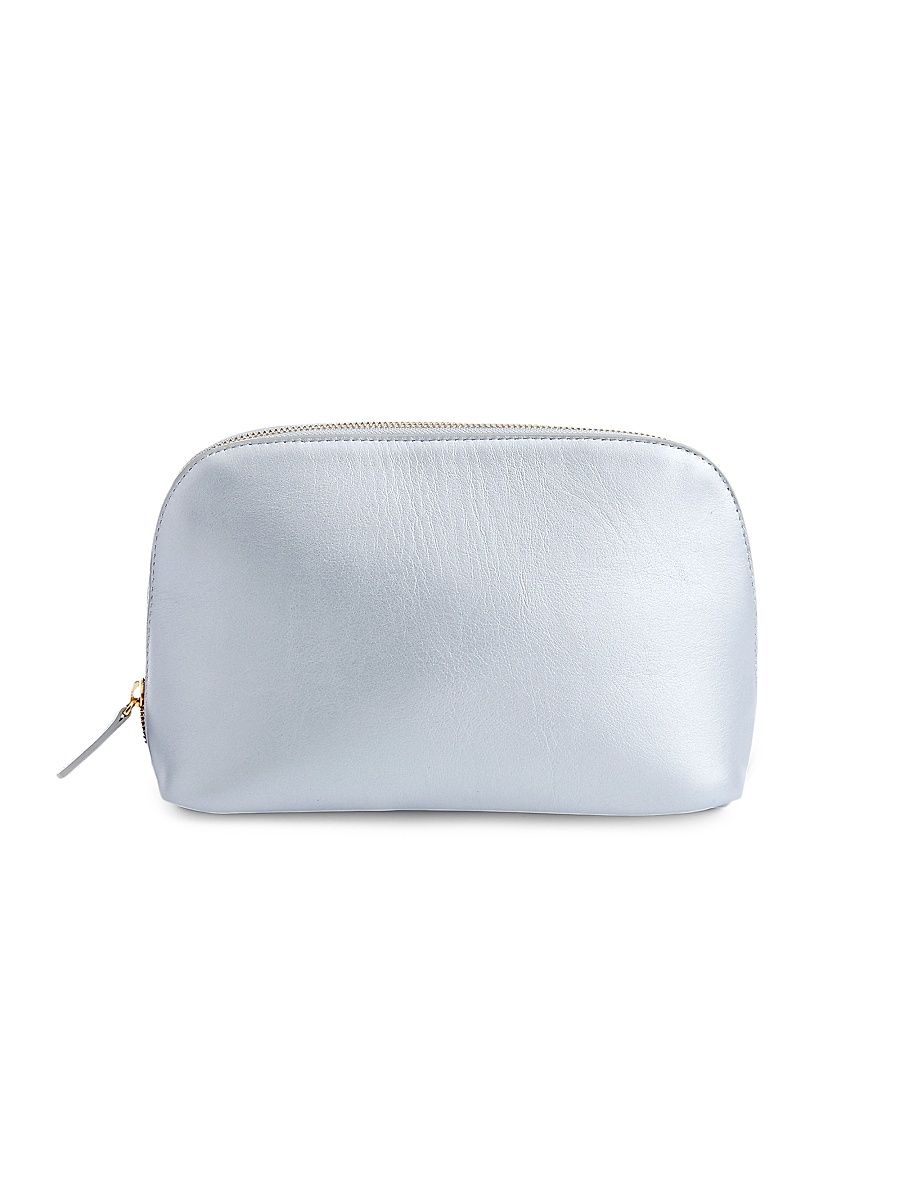 Women's Leather Cosmetic Bag - Silver