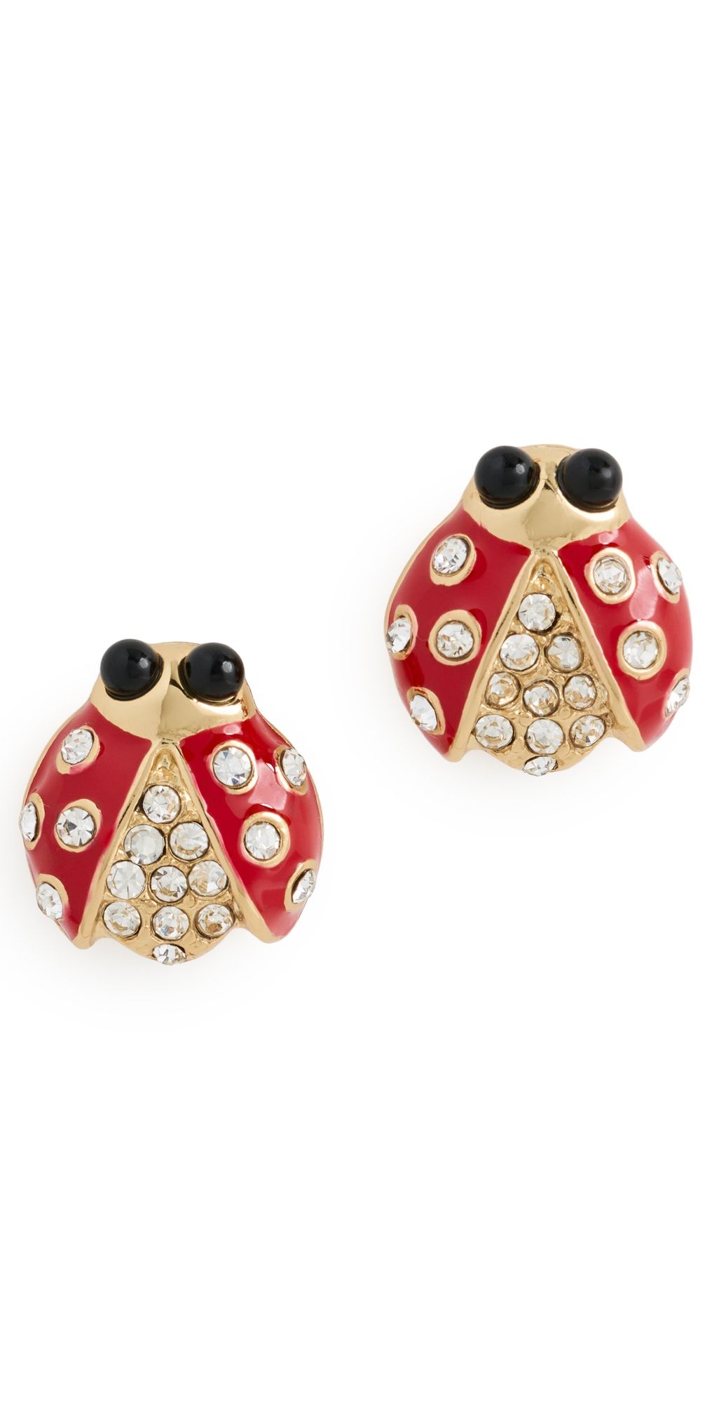 Kenneth Jay Lane Crystal Ladybug Back Ball Earring Red One Size