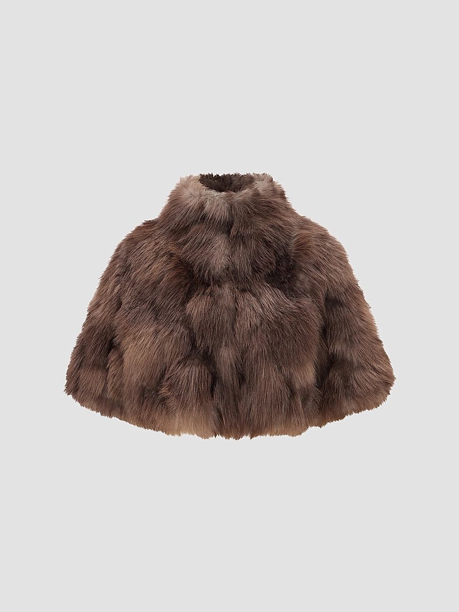 Lyla Grant Women's Fox Bolero Coat - Brown - Size Small