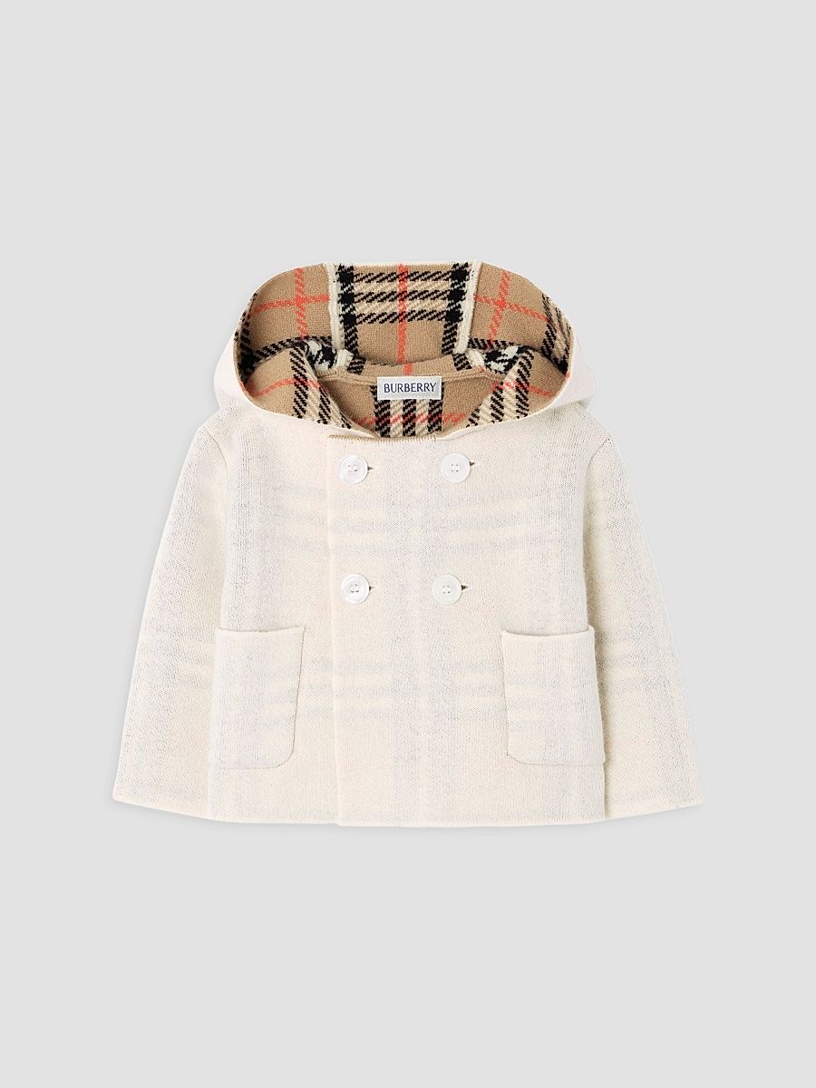 Baby's Quinton Check Wool-Blend Double-Breasted Coat - Ivory - Size 9 Months