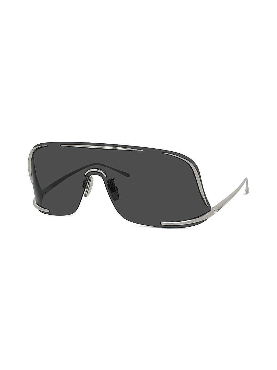 Men's 141MM Signature Mask Sunglasses - Shiny Palladium And Smoke