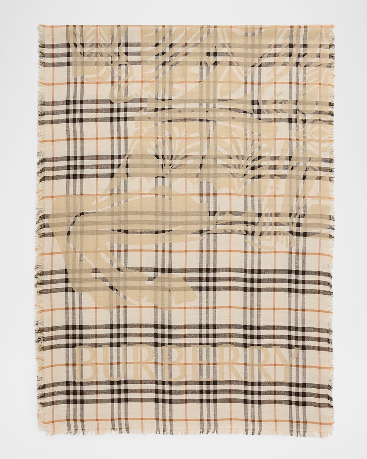 Wide EKD Check Wool Silk Scarf
