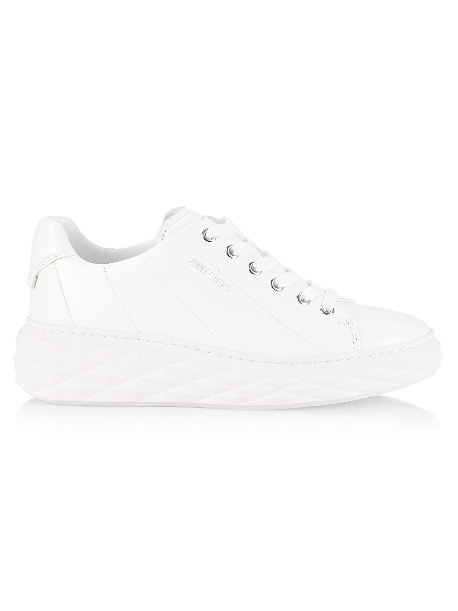 Women's Diamond Light Leather Low-Top Sneakers - White - Size 12