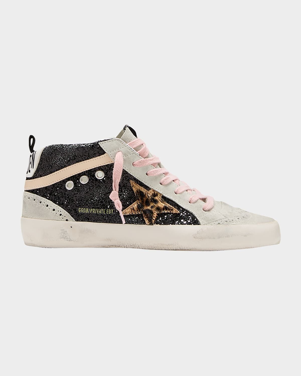 Mid Star Glitter Leopard Wing-Tip Sneakers