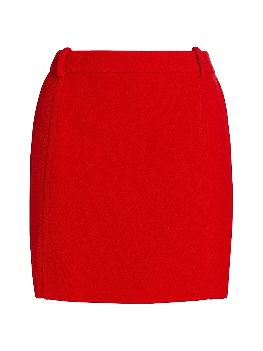 Women's Yorkshire Chevron Wool Miniskirt - Strawberry - Size 8