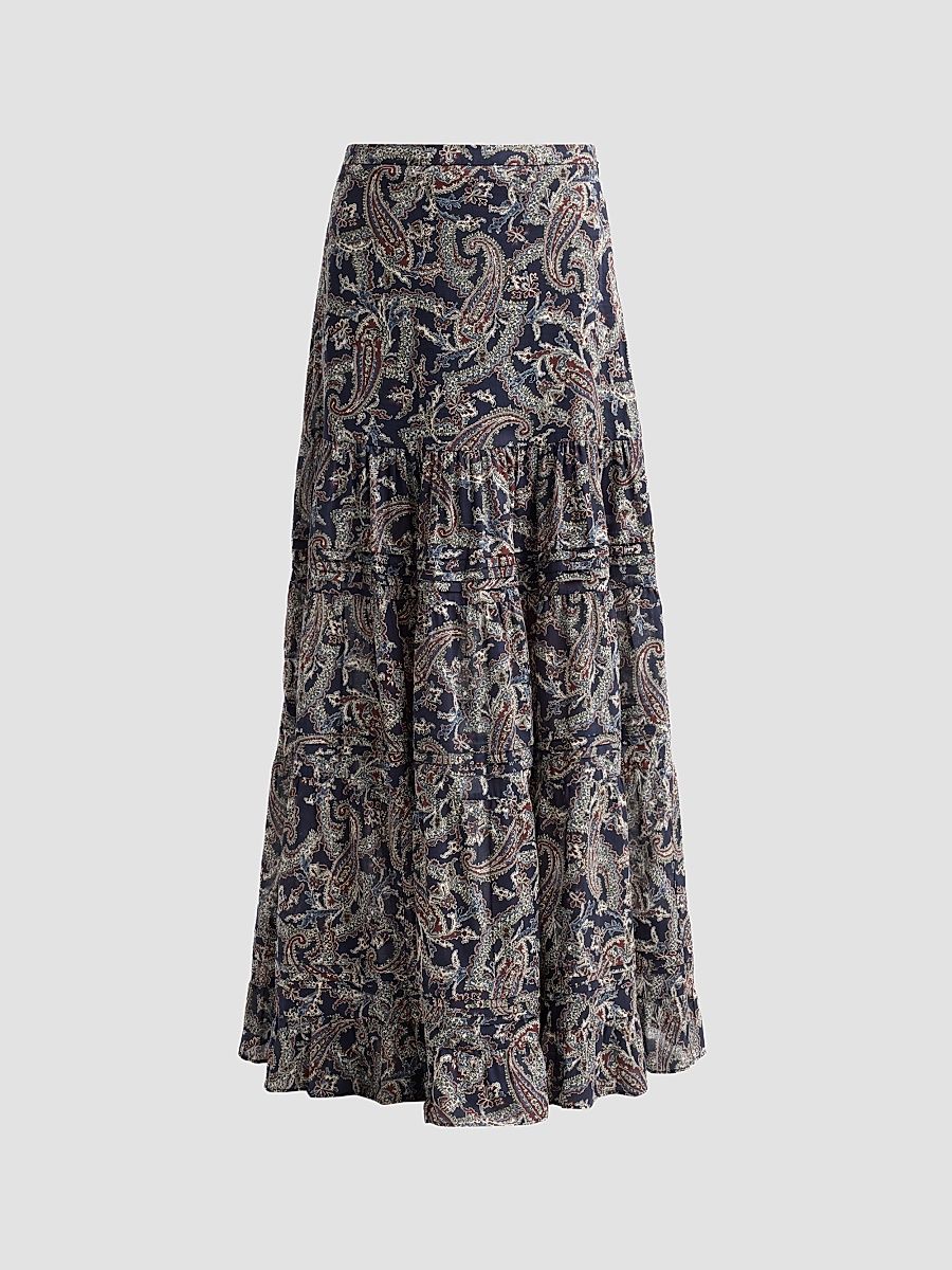 Women's Heatheralyn Paisley Maxi Skirt - Navy Multi - Size 16
