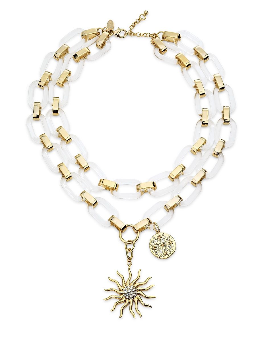 Women's Elisa Goldtone, Resin & Cubic Zirconia Celestial Pendant Necklace - White
