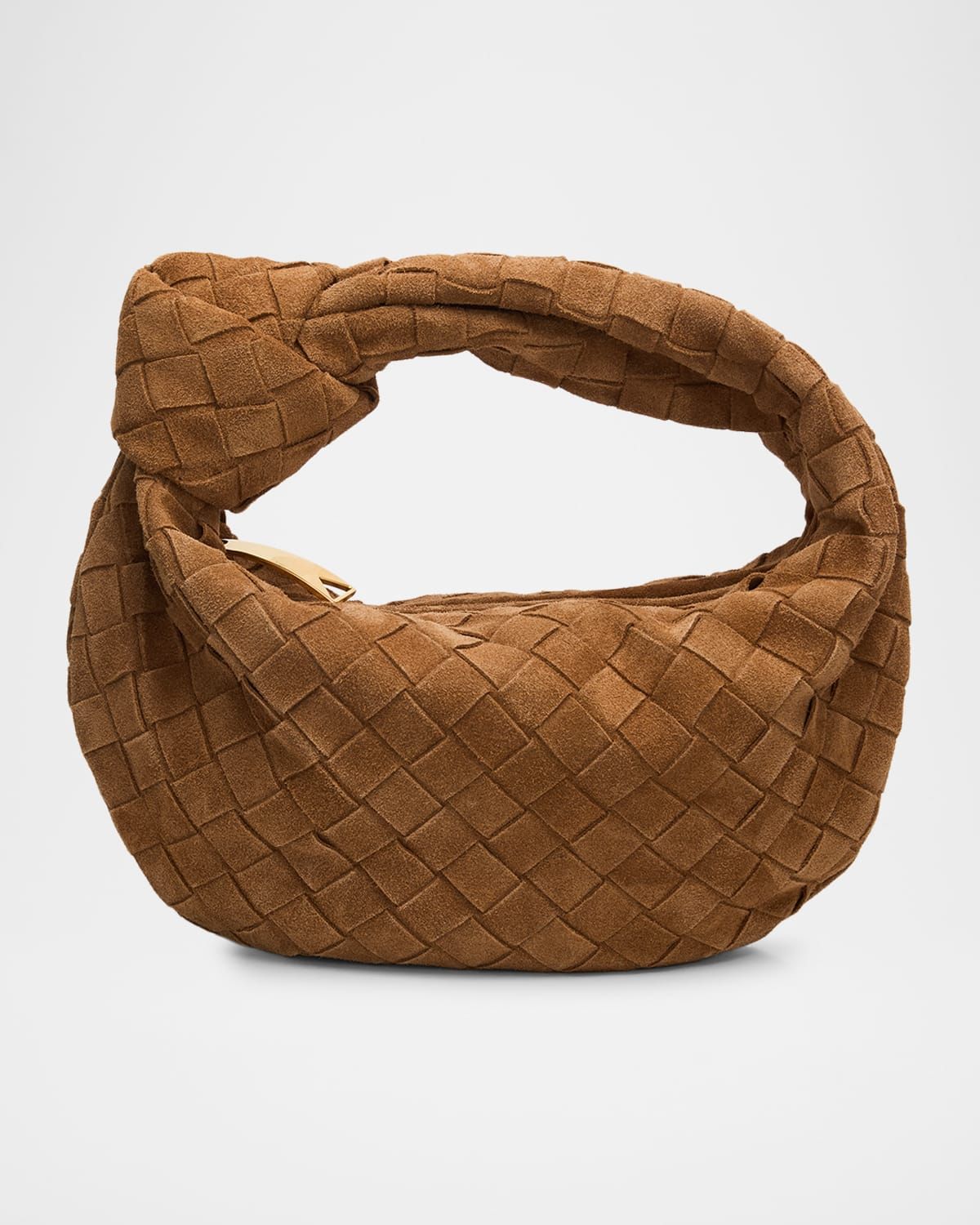 Jodie Knot-Embellished Suede Top-Handle Bag