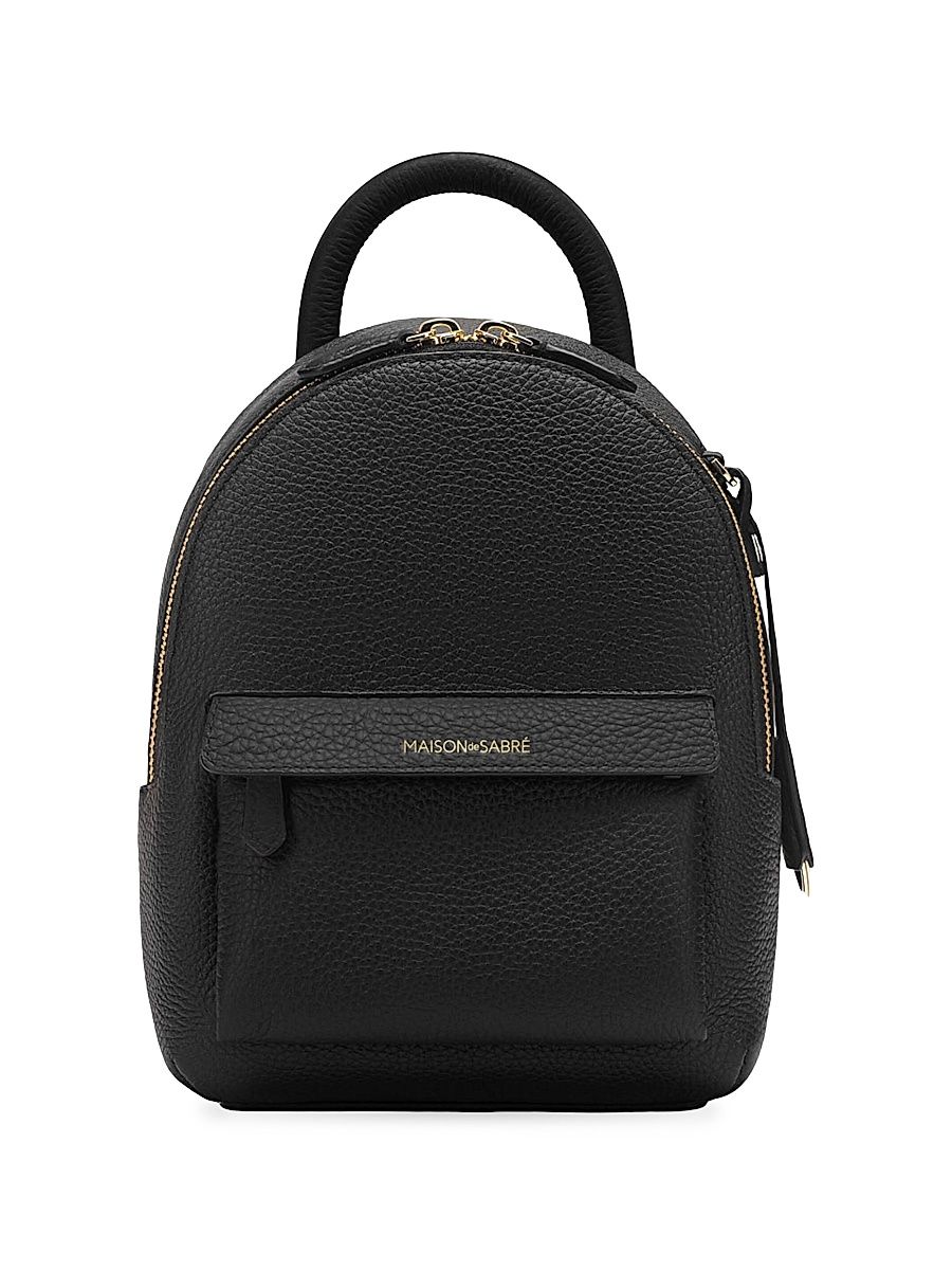 Women's Leather Mini Backpack - Black