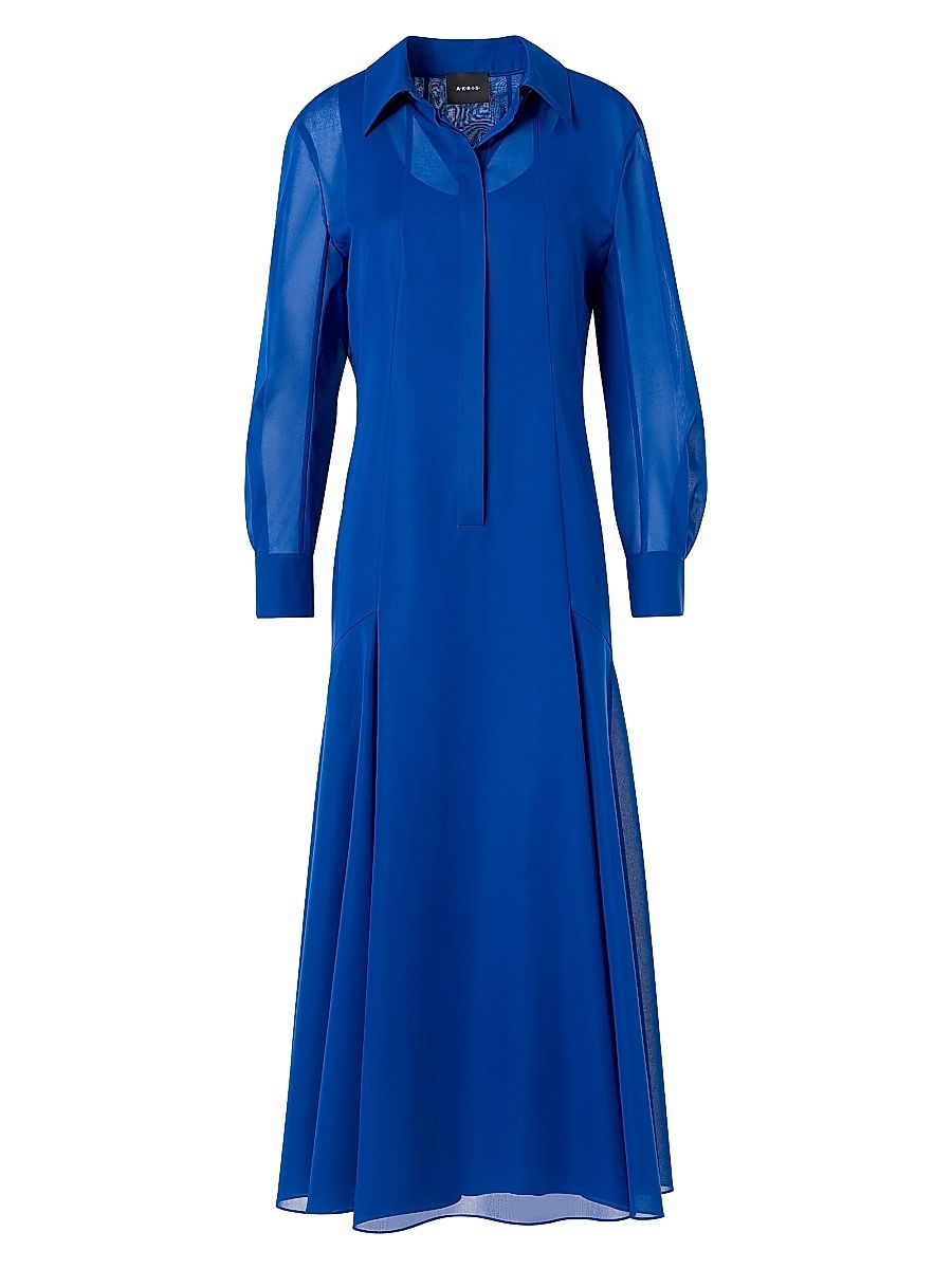 Women's Cotton Voile Back Drawstring Shirtdress - Lapis Blue - Size 2