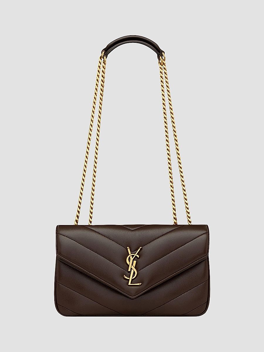 Saint Laurent Women's Loulou Small Shoulder Bag in Matelass Lambskin - Deep Hickory