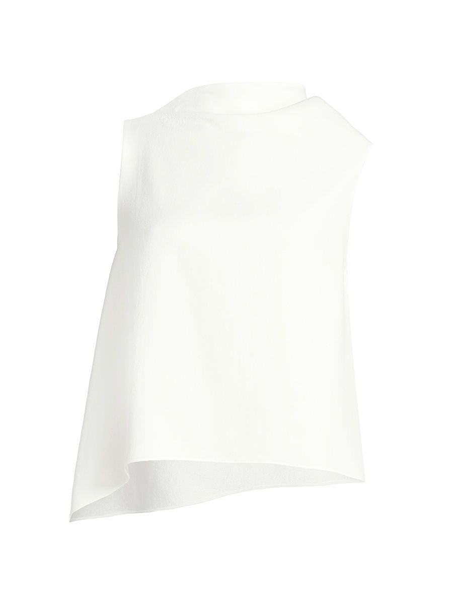 Women's Draped Asymmetric A-Line Top - Off White - Size XS