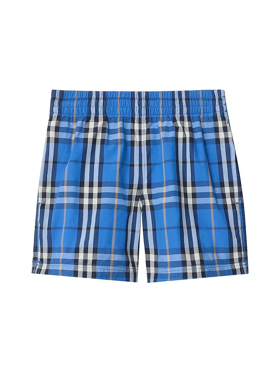Little Boy's & Boy's Check Swim Shorts - Hyacinth Blue - Size 8