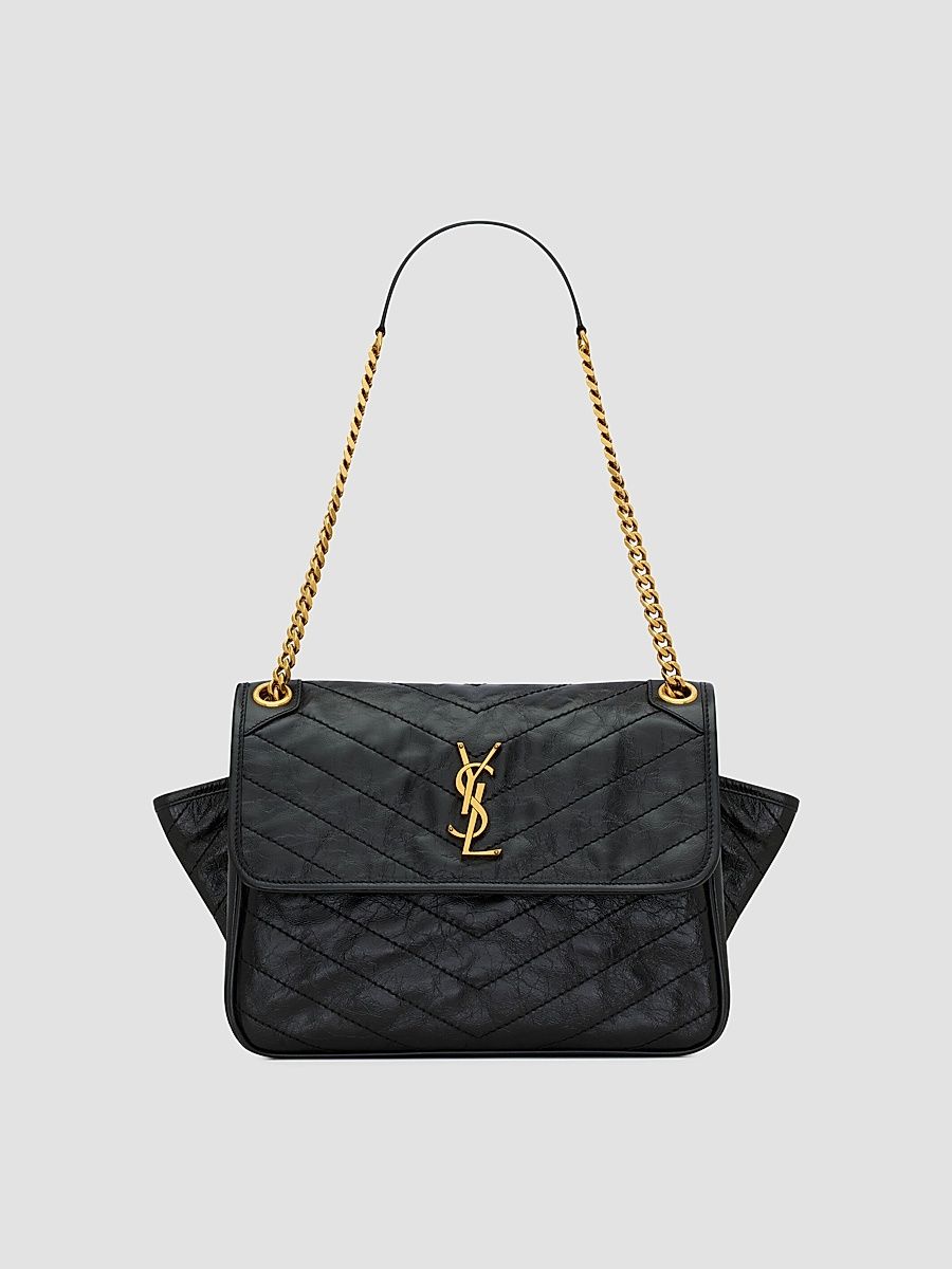 Saint Laurent Women's Niki Tripouch Shoulder Bag in Vintage Leather - Black