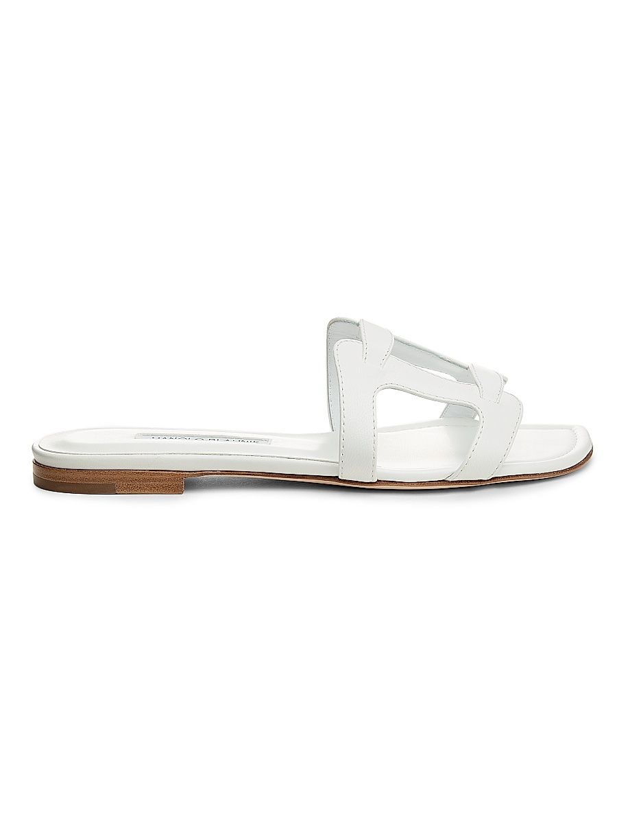Women's Grellanu Leather Slides - White - Size 5 Sandals