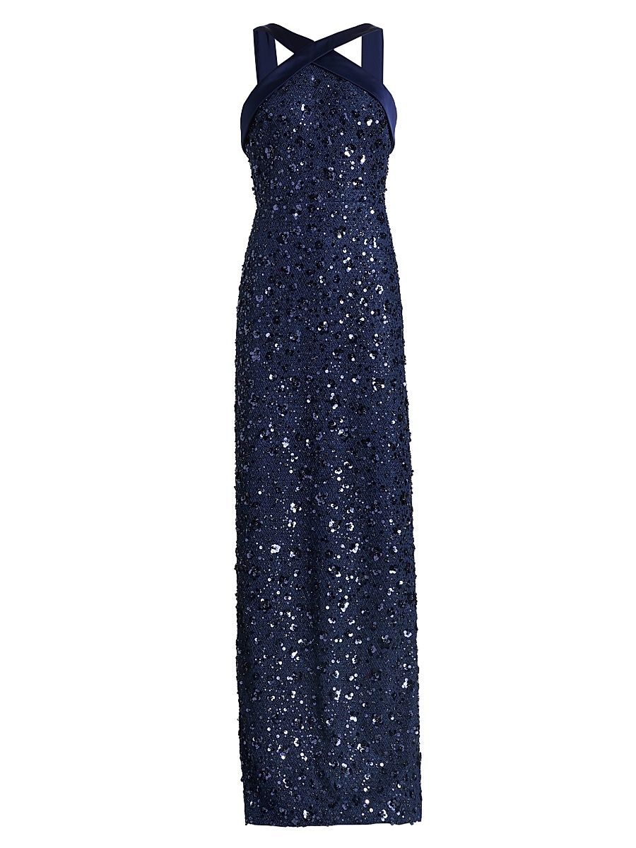 Women's Kiki Beaded Column Gown - Nautical Navy - Size 16