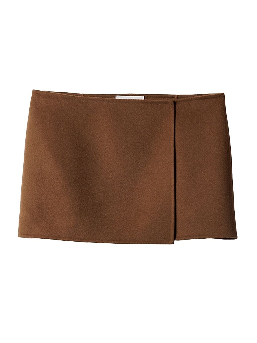 Women's Double Cashmere Miniskirt - Brown - Size 6