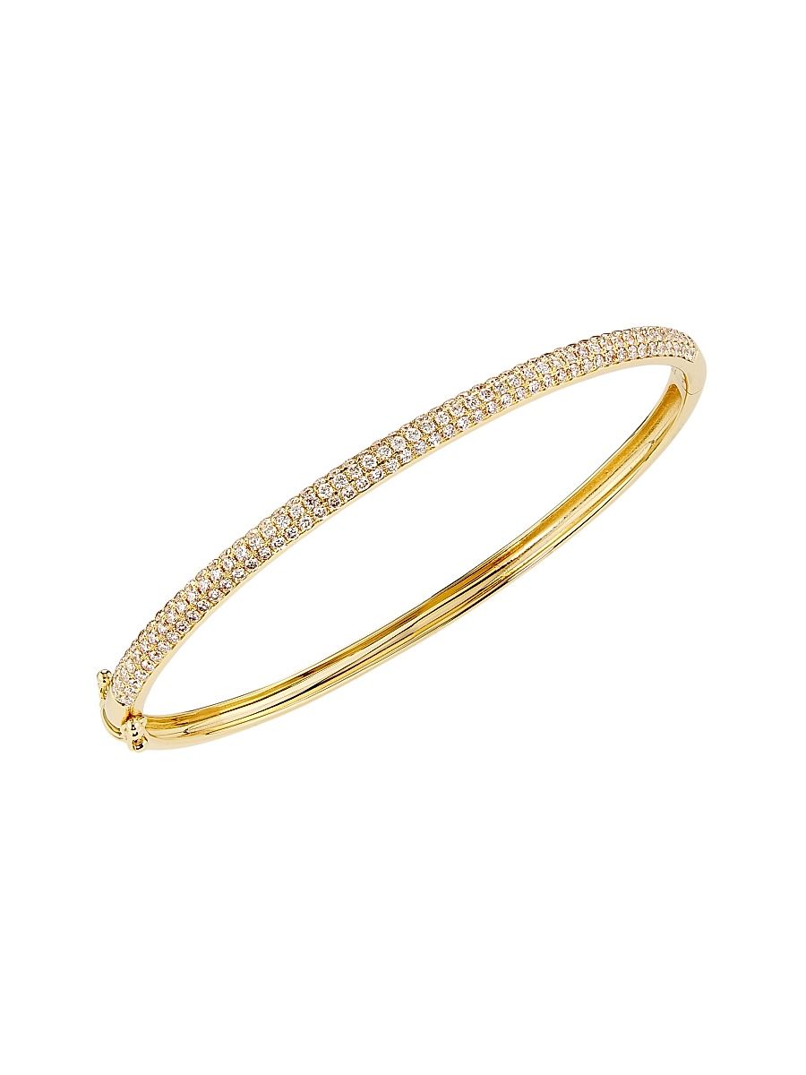 Women's 14K Yellow Gold & 1.34 TCW Diamond Domed Bangle - Gold