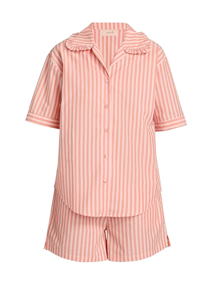 Women's Butterscotch Striped Cotton Short Pajamas - Butterscotch - Size XL