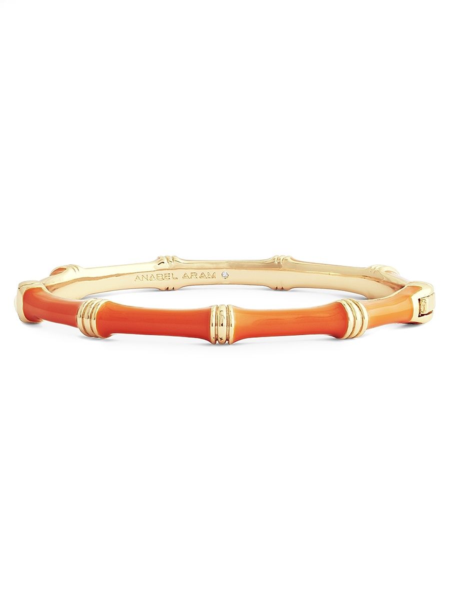 Women's Bamboo 18K-Gold-Plated & Enamel Hinged Bangle - Clementine
