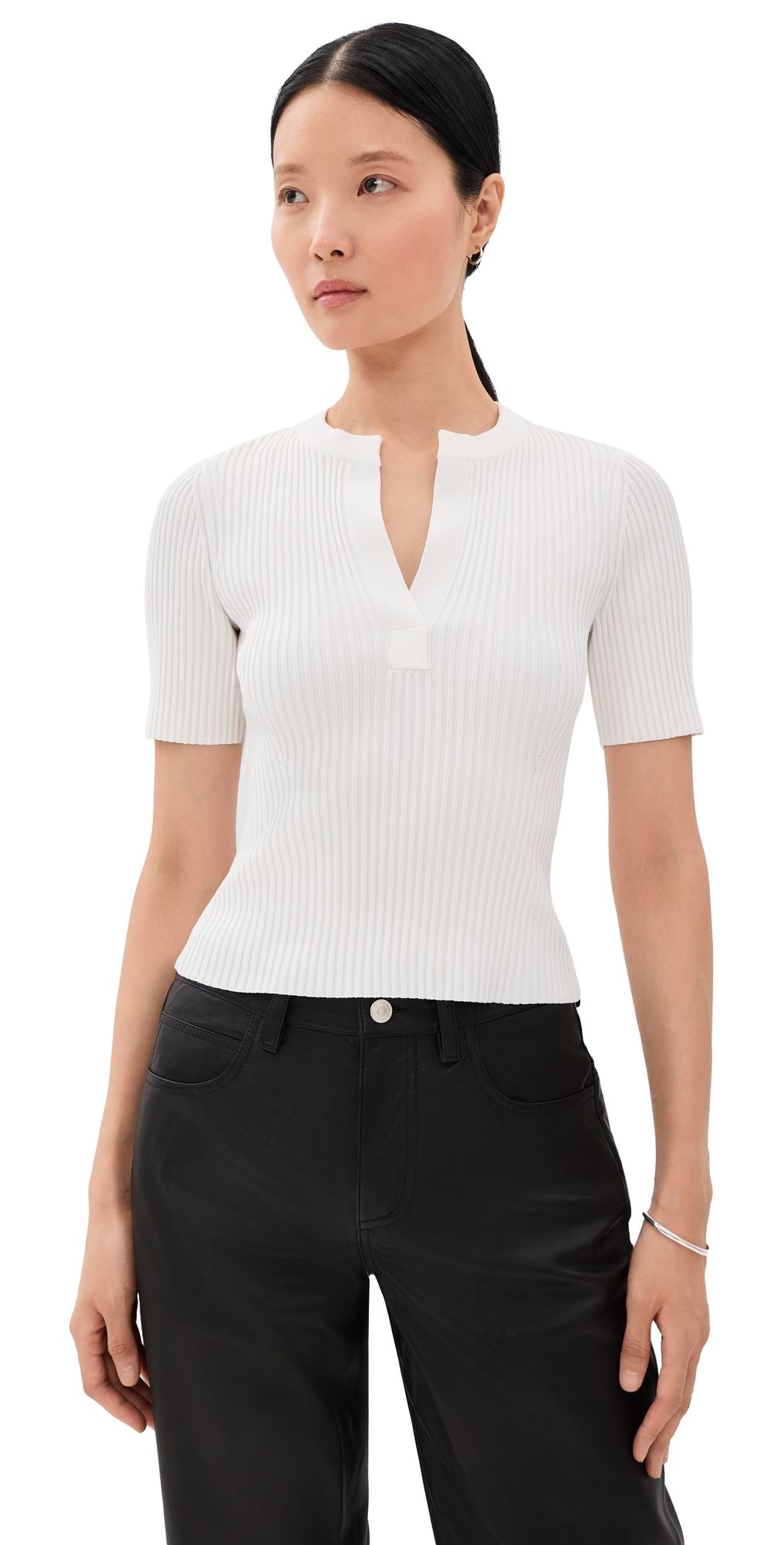 SIMKHAI Miley Short Sleeve Top Ivory M