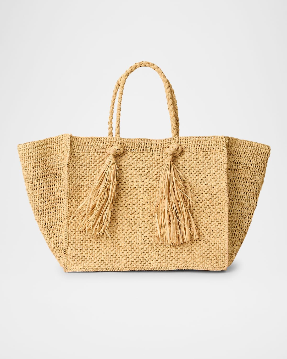 Lucas Large Tassel Straw Tote Bag