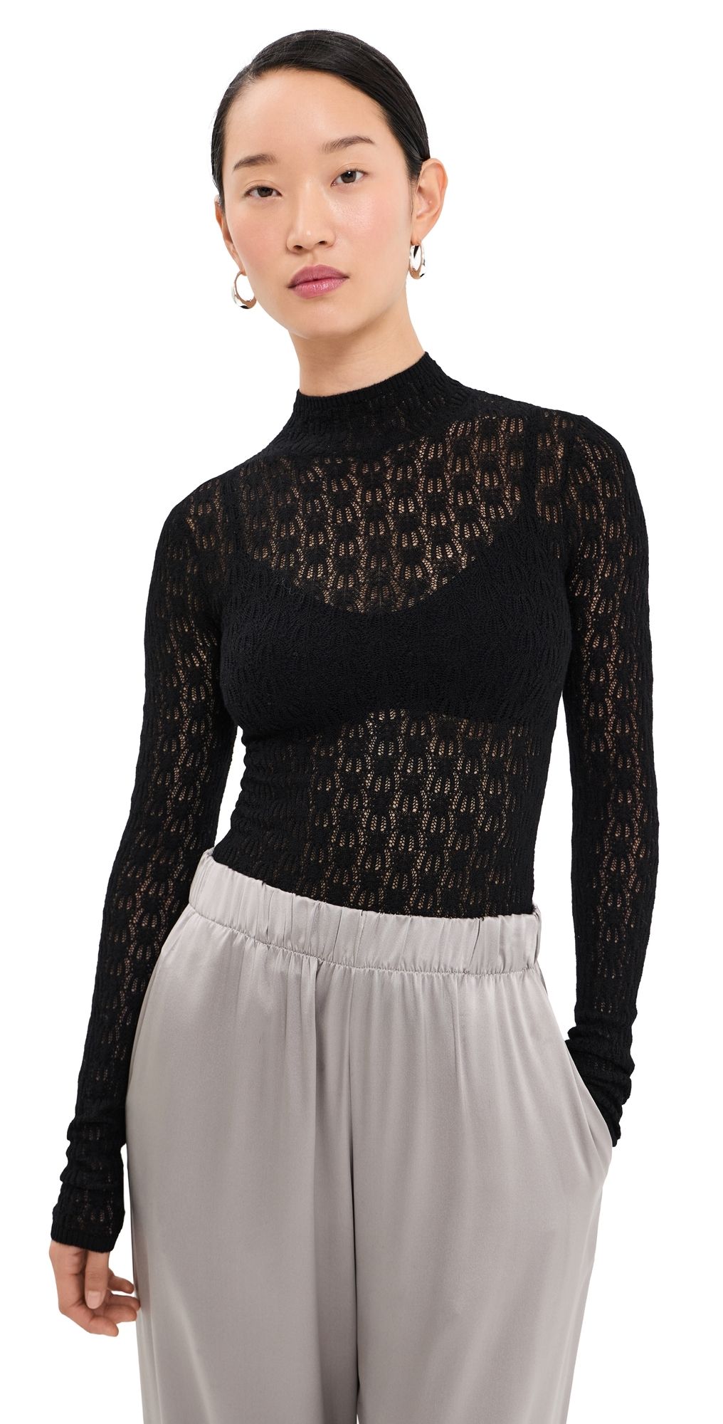 Sablyn Rhea Mock Neck Tee Black S