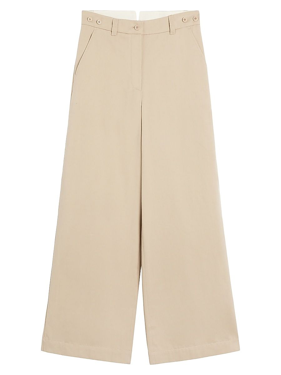 Women's Cotton Gabardine Trousers - Beige - Size 16
