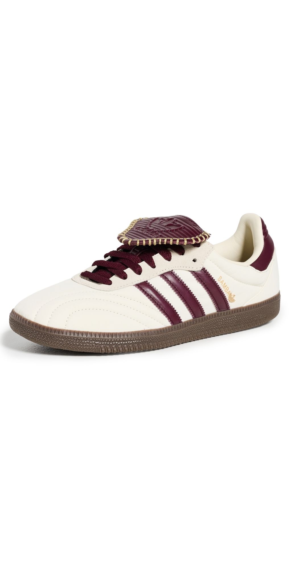 adidas Samba Long Tongue Sneakers Cream White/Maroon/Gold Met 6.5