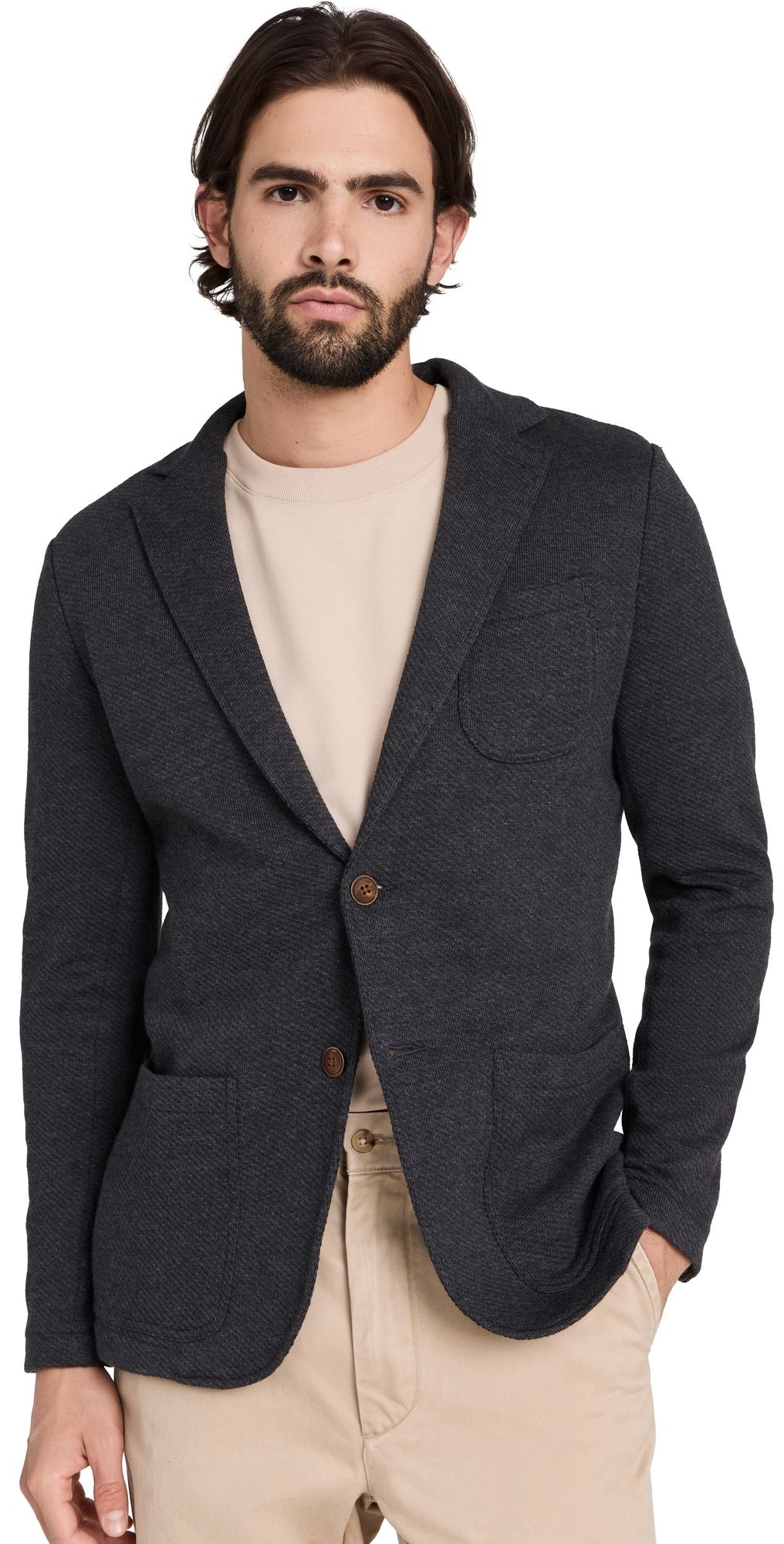 Faherty Inlet Knit Blazer Black Sky Melange M