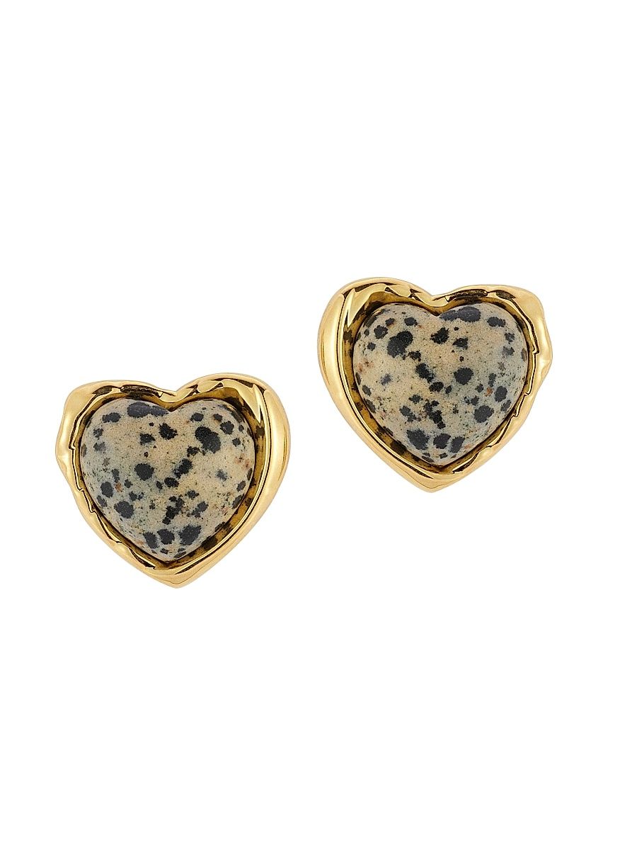 Women's Gabriela 14K-Gold-Plated & Dalmatian Jasper Stud Earrings - Gold