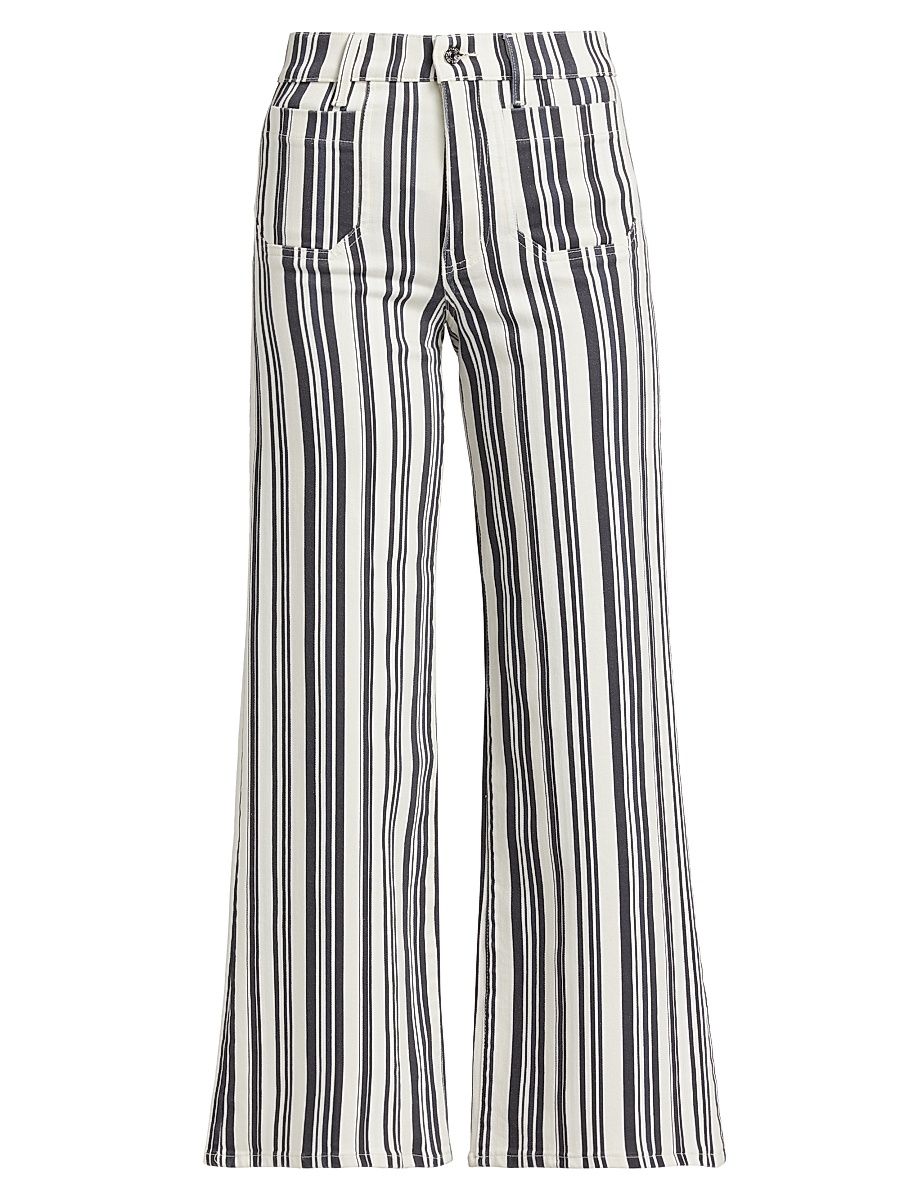 Women's Le Slim High-Rise Palazzo Jeans - Navy Stripe - Size 30