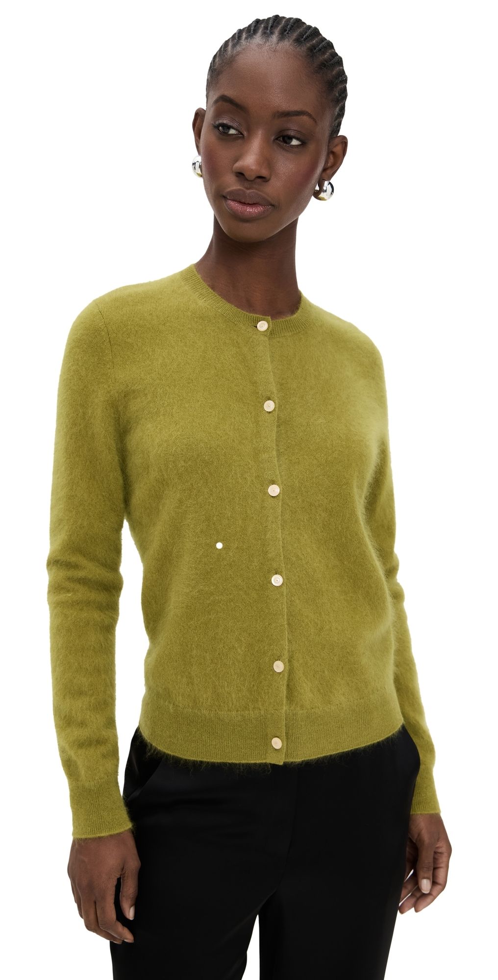 Theory Brushed Cashmere Cardigan Ivory M