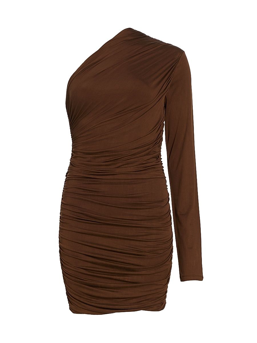 Women's Pila Ruched One-Shoulder Minidress - Chocolate - Size Medium