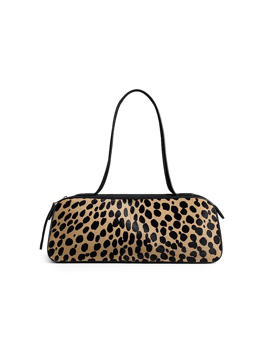 Women's Simona Leopard-Print Calf Hair Shoulder Bag - Camel Black