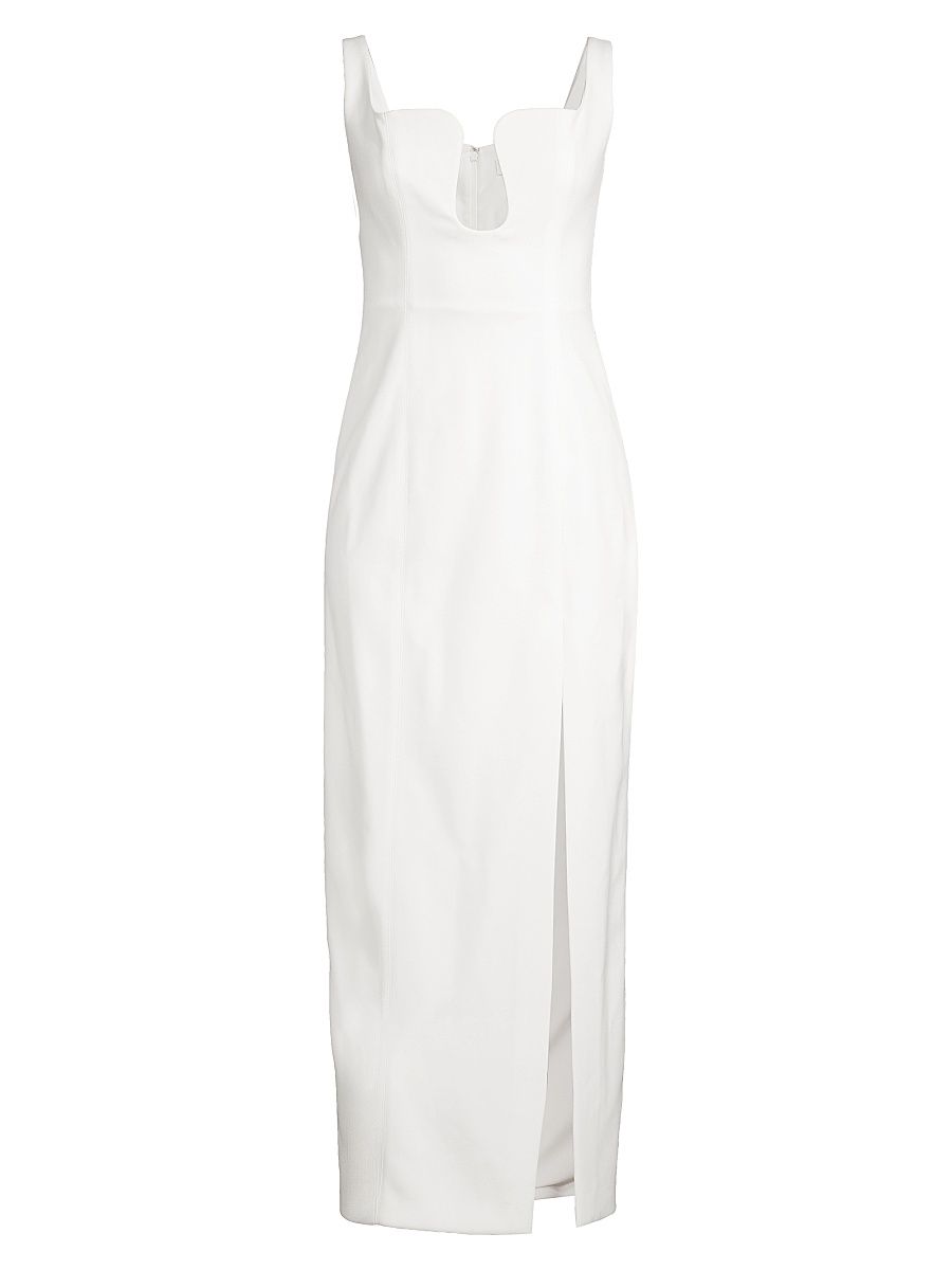 Women's Franka Bonded Crêpe Notch Midi-Dress - Ivory - Size XS