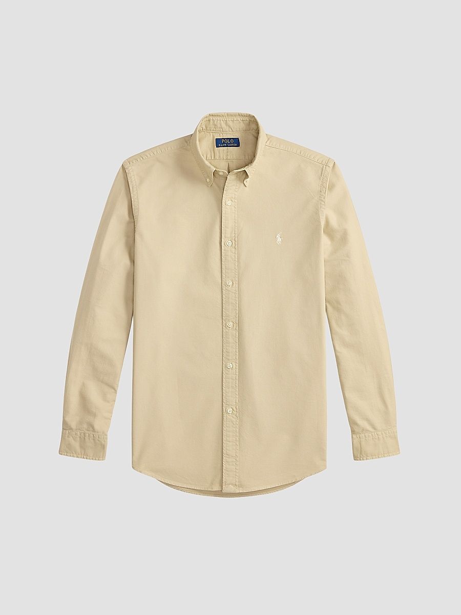 Men's Classic Fit Garment-Dyed Oxford Shirt - Dune Tan - Size Large
