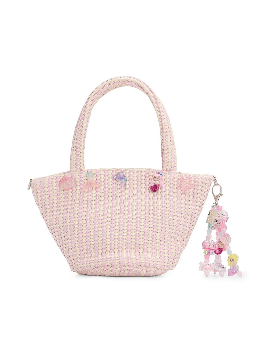 Girl's Mermaid Woven Tote Bag - Pink