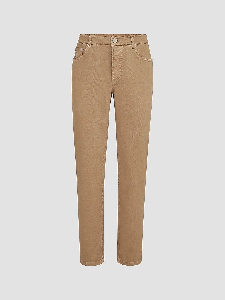 Men's Lightweight Denim Traditional Fit Five-Pocket Jeans - Camel - Size 50