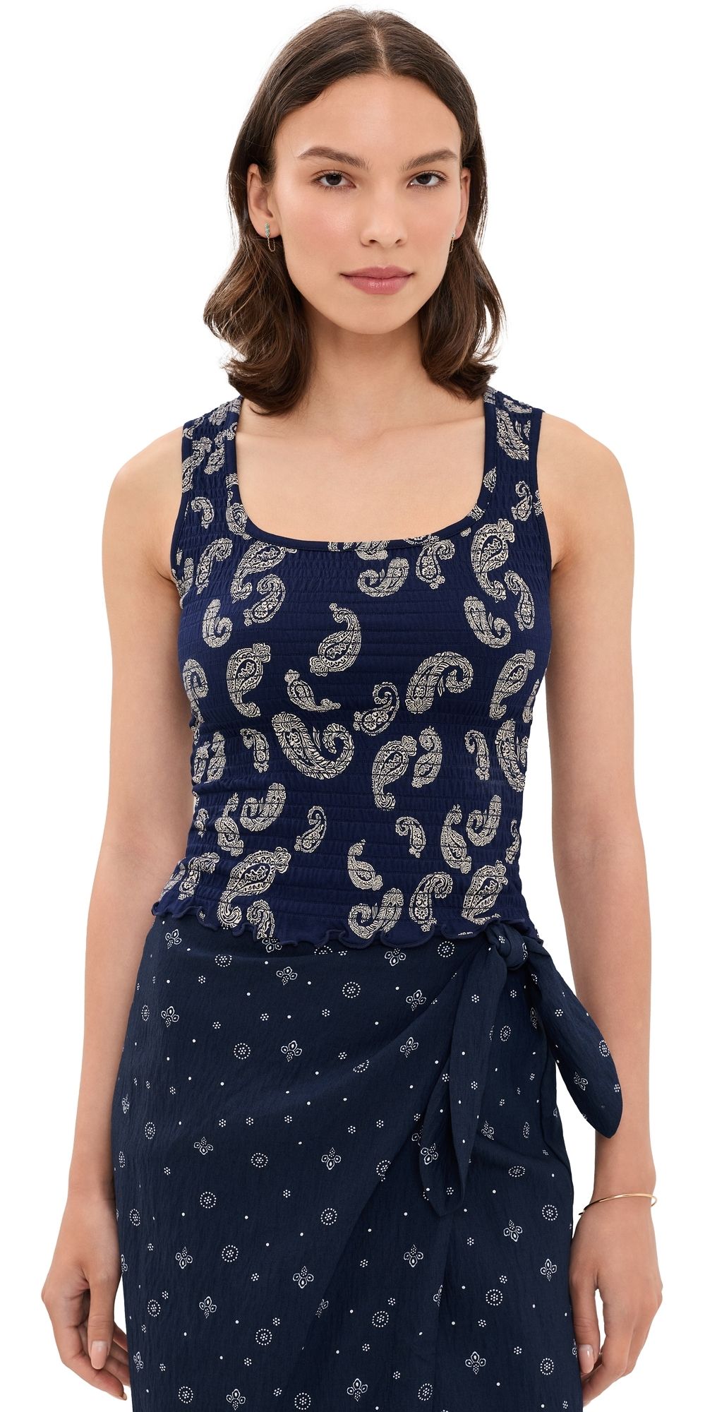 Madewell Madewell x Shopbop Birch Square Smocked Top Tossed Paisley Midnight L