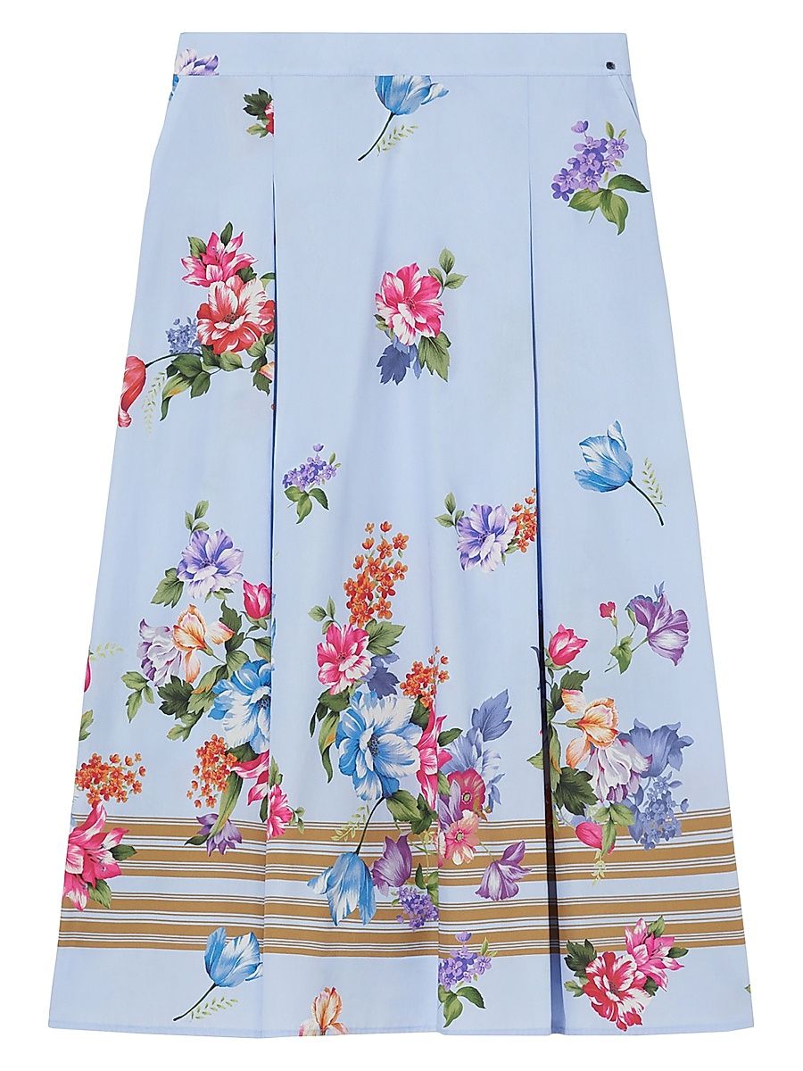 Women's Poplin Print Skirt - Blue Multi - Size 20